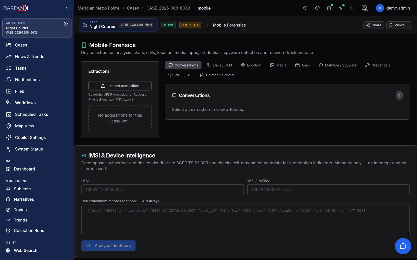 Device forensics lab, fictional demo data